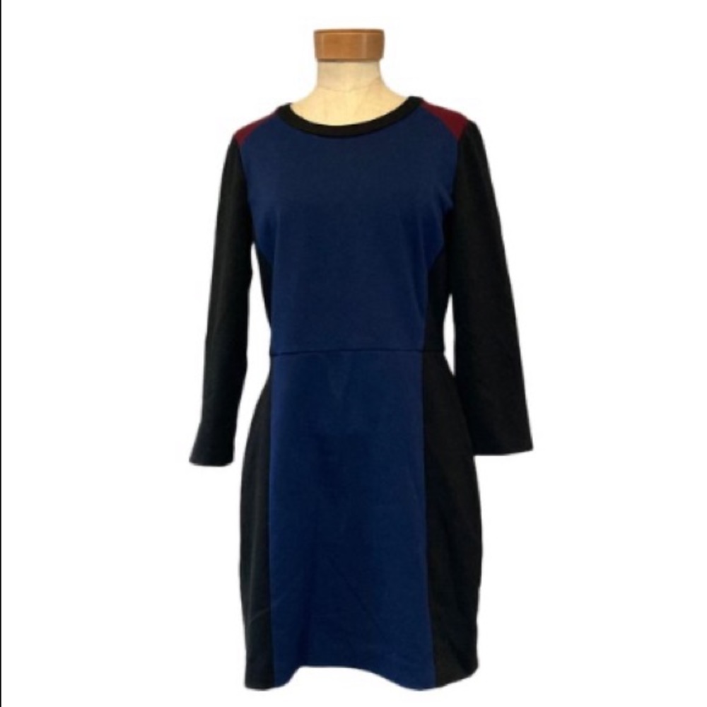 Club Monaco Color block Red Blue and Black Sheath Dress